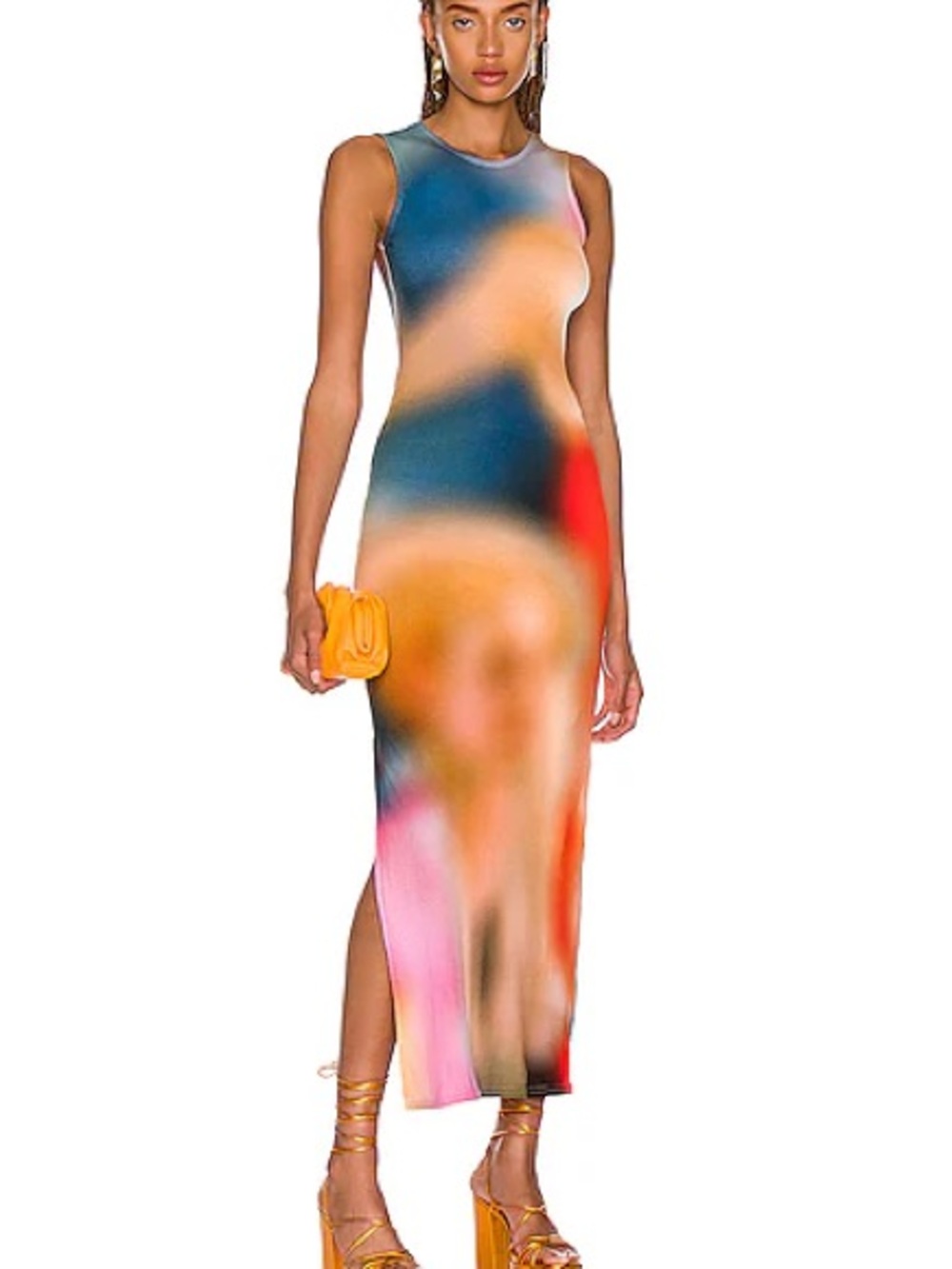 Sleeveless Multicolor Bodycon Midi Dress